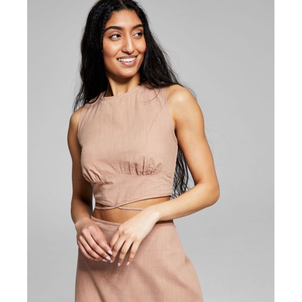 And Now This Now This Womens Tie Waist Top